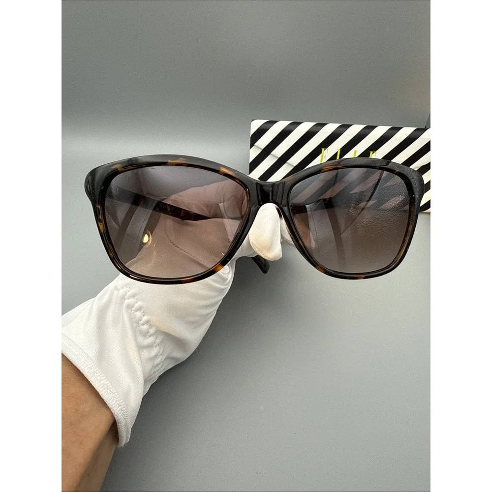 ELLE AUTHENTIC WOMEN'S TORTOISE OVERSIZED SUNGLASSES-POLARIZED BROWN LENS W/CASE